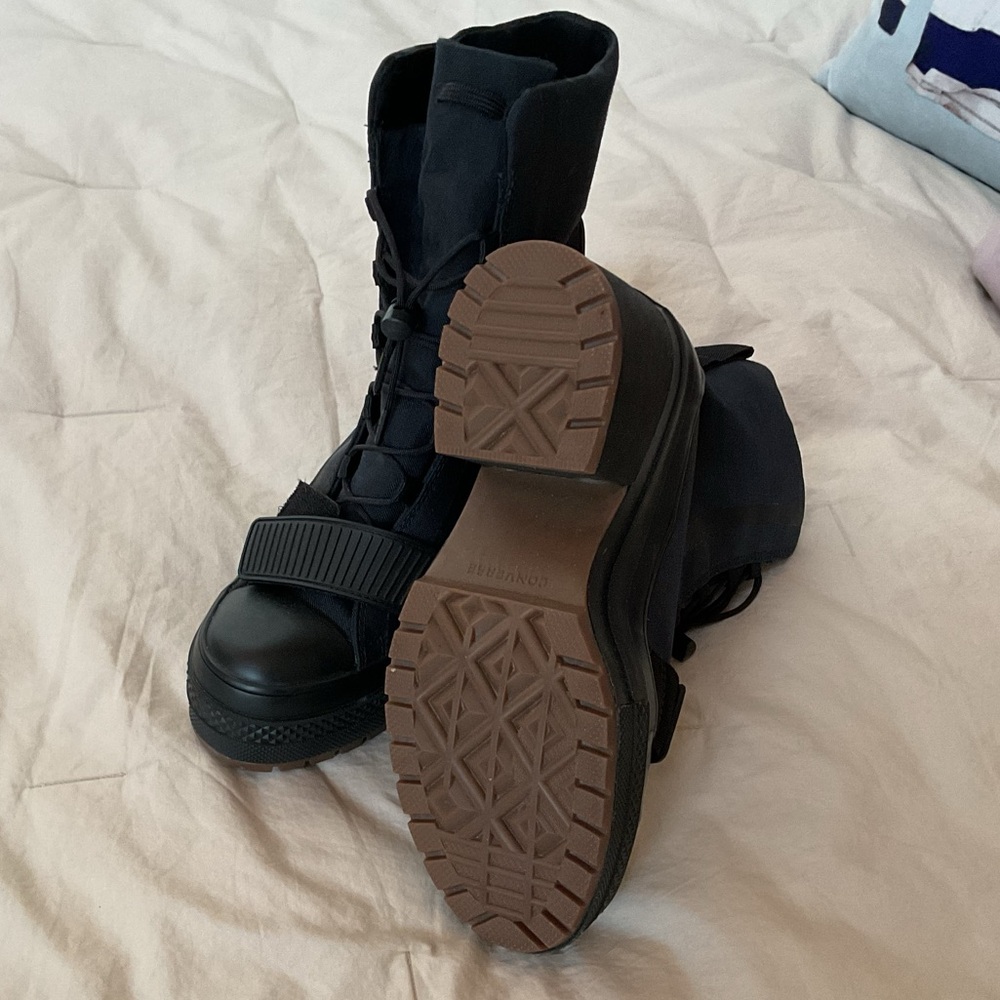 Converse Black Lace Up Platform Boots, 7 - Picture 5 of 9